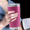 Thermal Car Cup Stainless Coffee Vacuum Insulated Water Bottle (Dark Pink) Newly