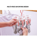 16 Clips Portable Socks Cloth Hanger Rack Clothespin Drying Rack Sock Holder