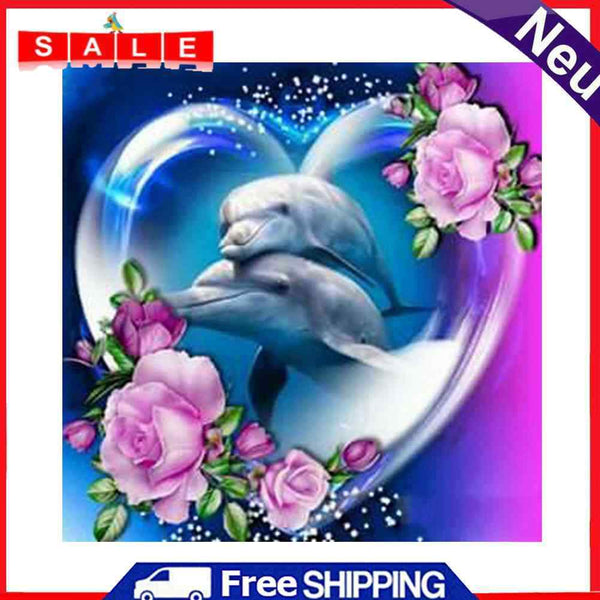 Dolphin Full Round Drill Diamond Painting Drawing Rose Mosaic Home Decor Kit