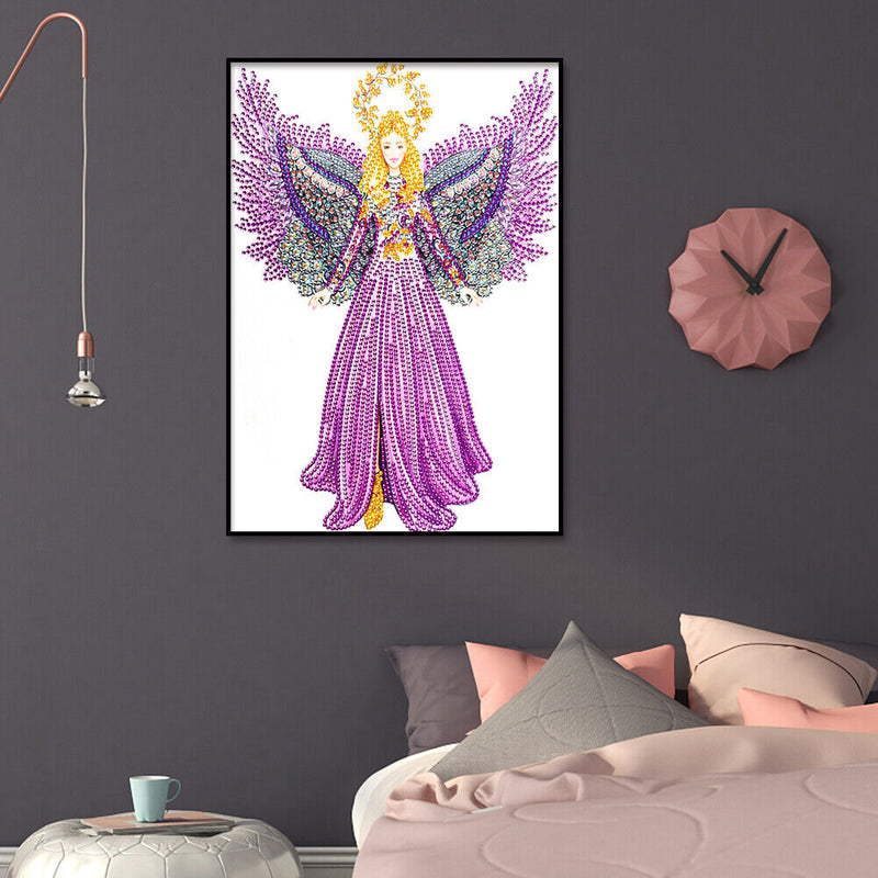 Diamond Painting Rhinestone 5D Special Shaped DIY Mosaic Kit Purple Angel Newly