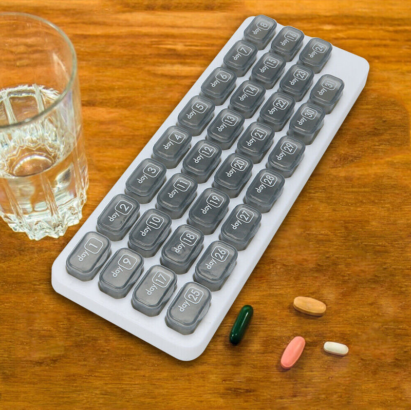 31 Grids Pill Box Transparent Monthly Tablet Holder Medicine Dispenser Storage
