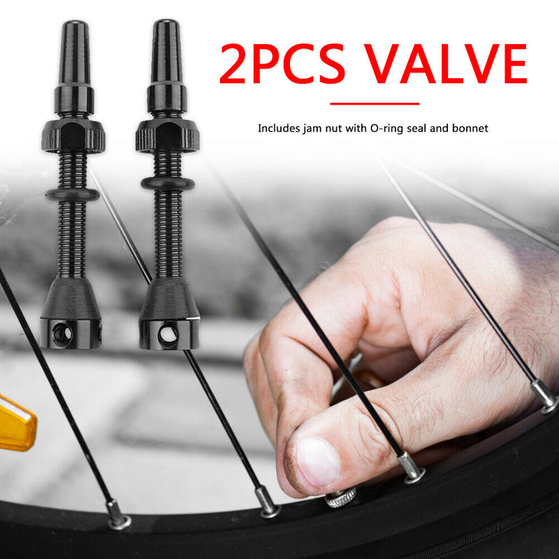 1 Pair 40mm Mountain Road Bike Tubeless Tire Presta Valve CNC Alloy Stem w/