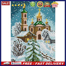 Full Embroidery Print 2 Strands Stamped Cross Stitch DIY Church in Snow 14CT