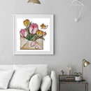 Partial Embroidery 14CT DIY Tulips in Envelope 2 Strand Kit Counted Cross Stitch