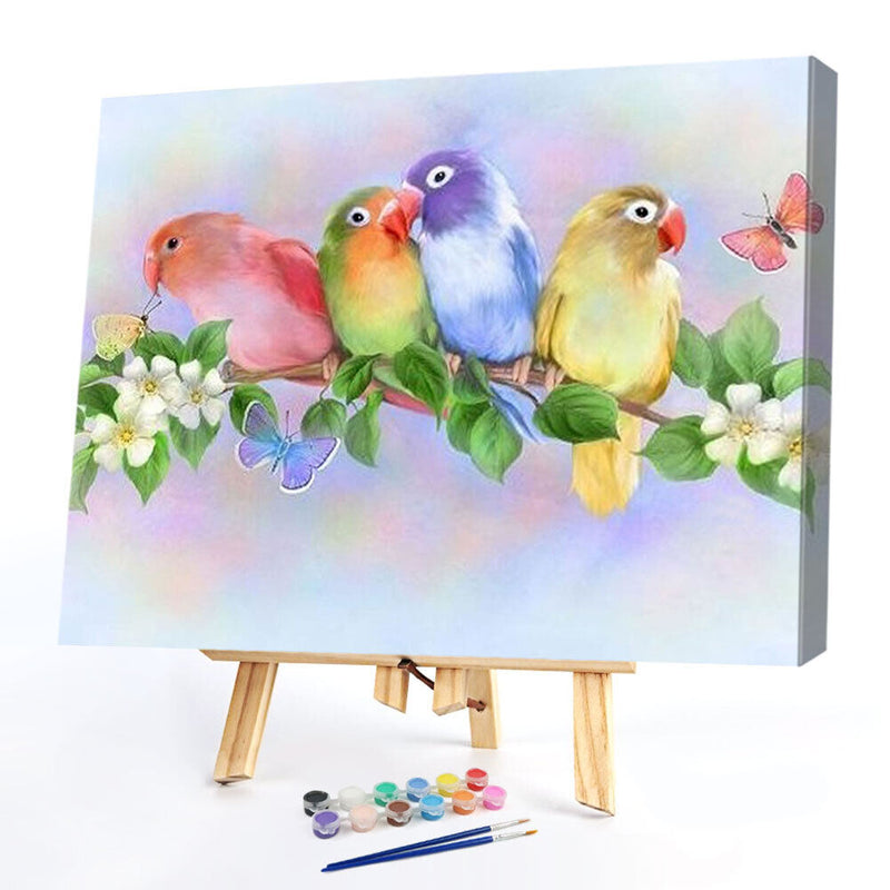 Colorful Parrot Oil Paint By Numbers Kits Canvas Picture Wall Art DIY Craft