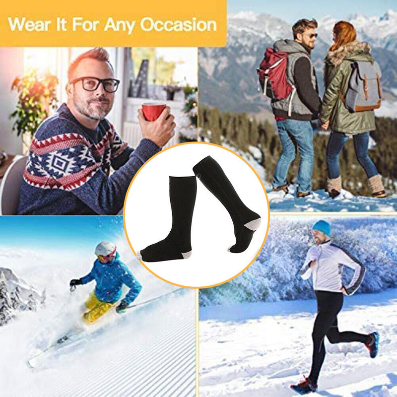 2pcs Electric Heating Socks Foot Warmer Stockings (Black 4500mAh Battery) Newly