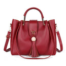 3pcs/set Lady Fashion Shoulder Handbag Pure Color Leather Tassel Top-handle Bag