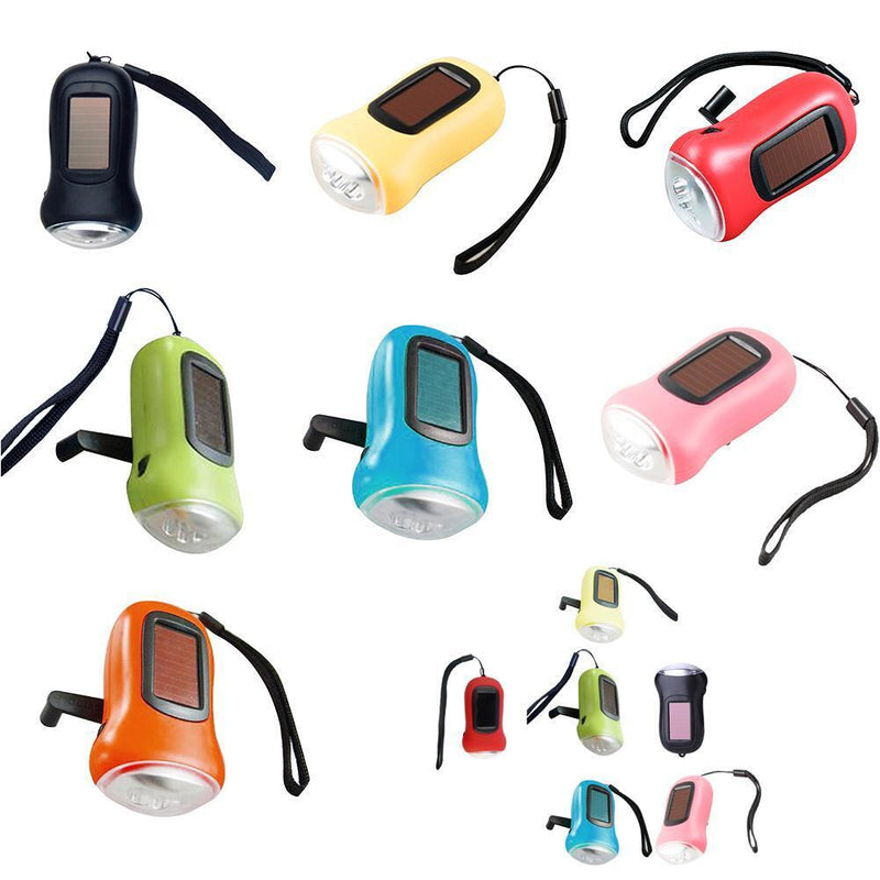 Hand Crank Solar Dynamo Torch Lamp Outdoor Emergency LED Flashlight (red)