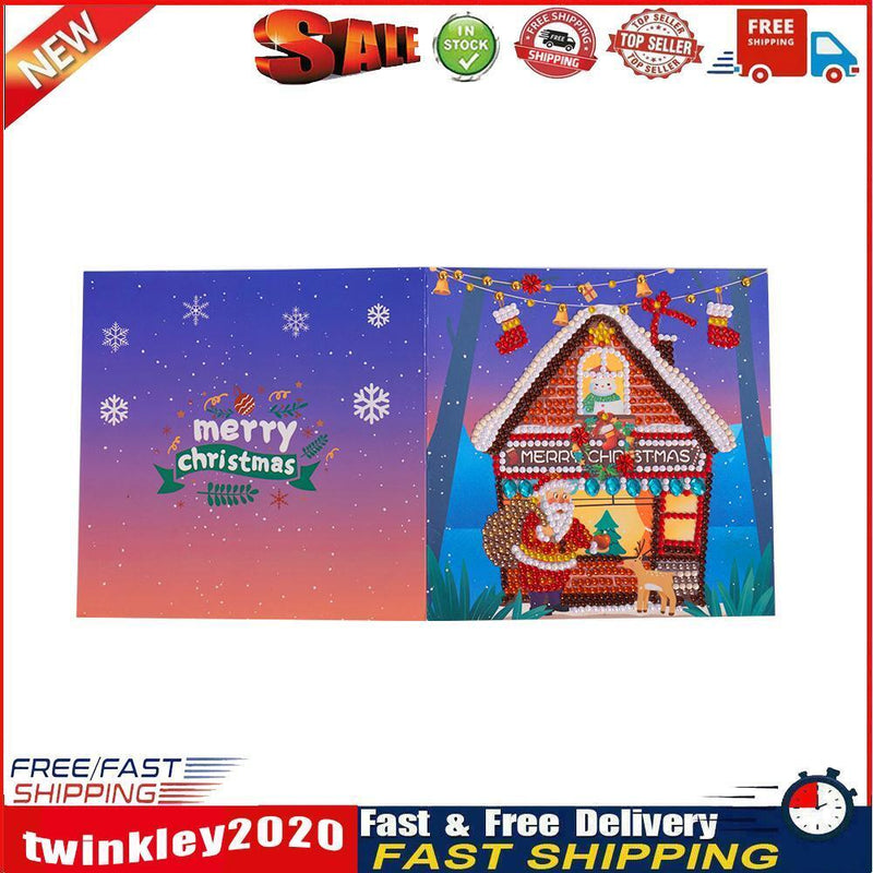 Christmas Card Special Shape Glitter Diamond DIY Cards Drill Kit (5DHK077) Newly