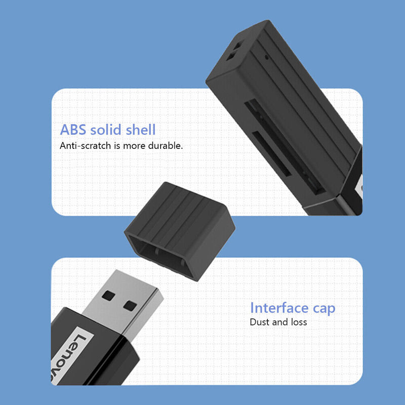 Lenovo D221 TF Memory Card Reader USB2.0 Dual Slot PC 2 TB Digital Adapter Newly