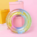 Sequin Swimming Ring Adults Kids PVC Pool Float Rainbow Circle (Color 70)