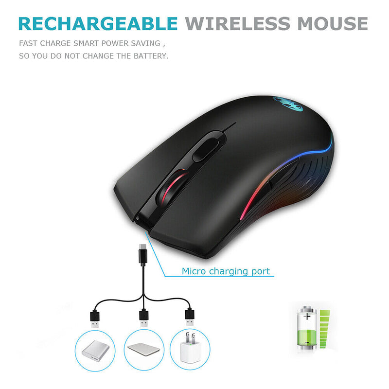 BLOODBAT M06 2.4GHz Wireless Mouse 7-Color Breathing Light Optical Mice for PC