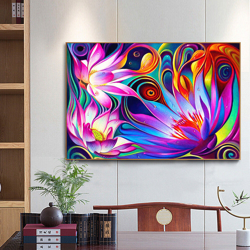 Oil Paint By Numbers Lotus Coloring Picture Digital