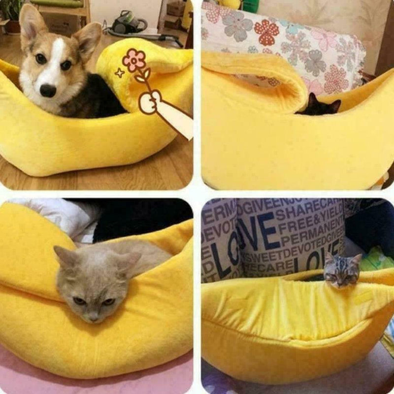 Banana Shape Pets Cat Bed Nest Soft Warm Kennel Bed House S1U6 Cave Pet O1N9