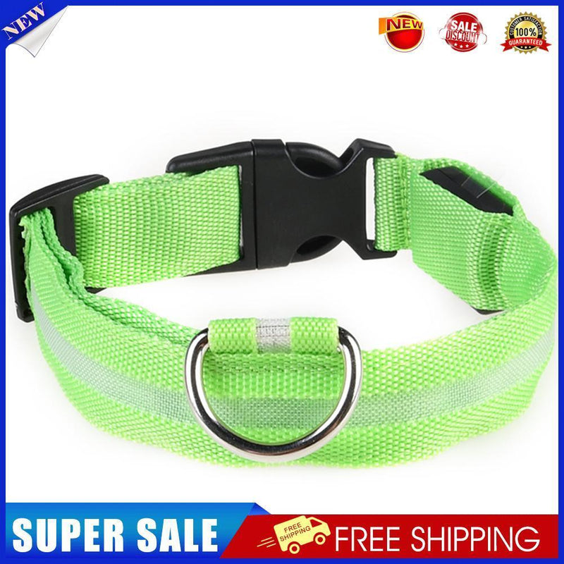 LED Dog Luminous Necklace Outdoor Walking Pet Night Safety Collar (Green M)