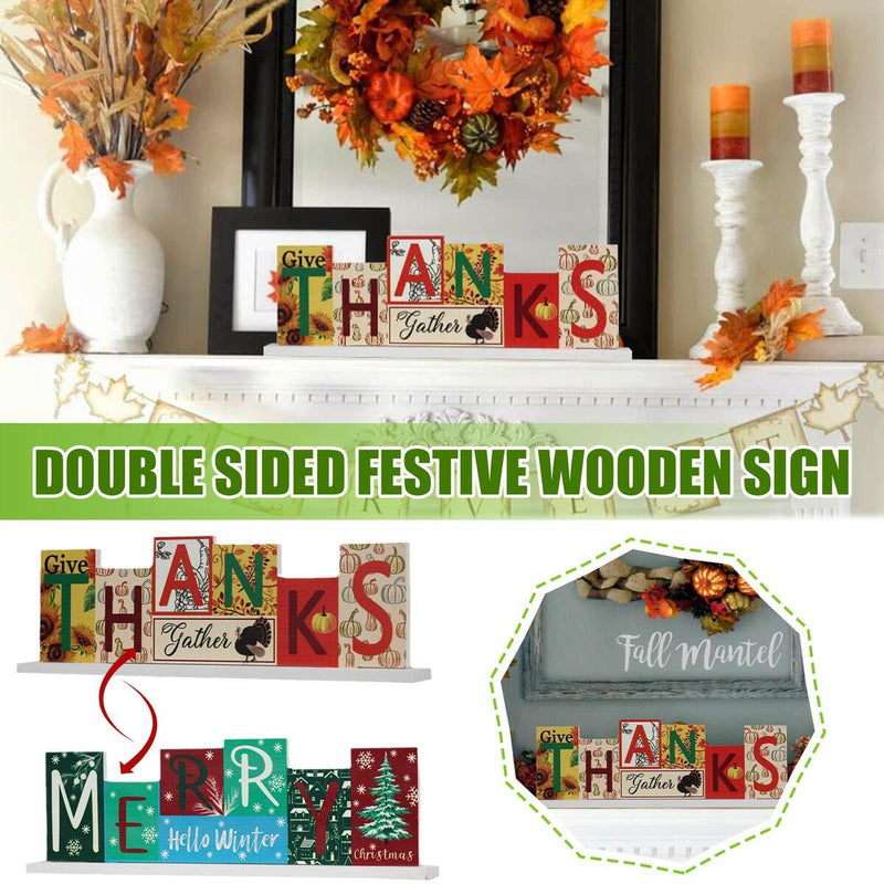 Large Size Double Sided Wooden Sign Fall and Halloween Decorations for Hom!