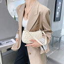 Retro Women Embossed Geometric PU Underarm Shoulder Bag Handbags (White)