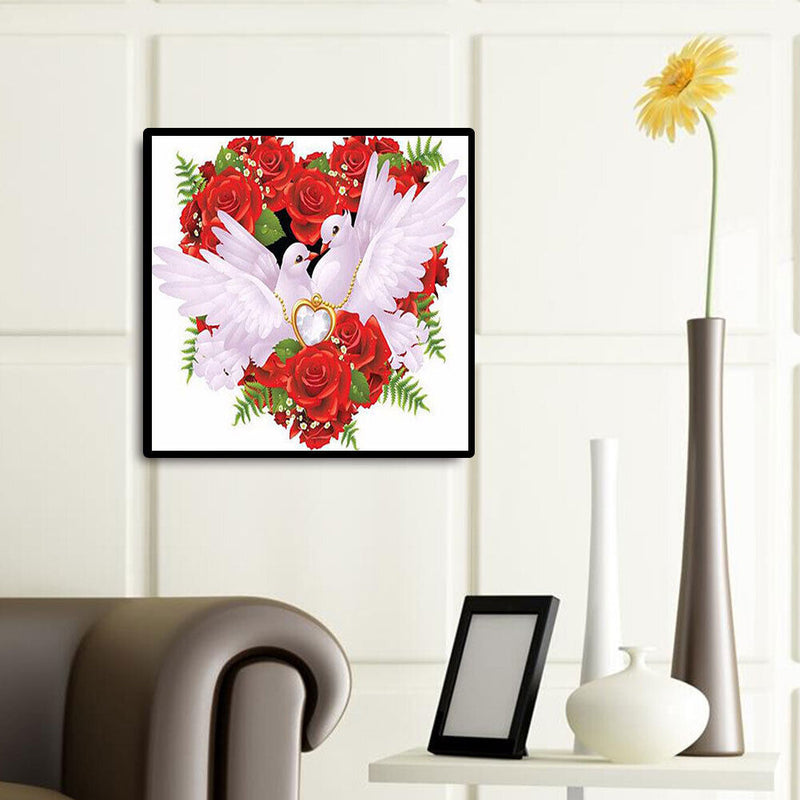 Rose Peace Pigeon 5D DIY Diamond Painting Kits Full Square Drill Wall Decor Gift