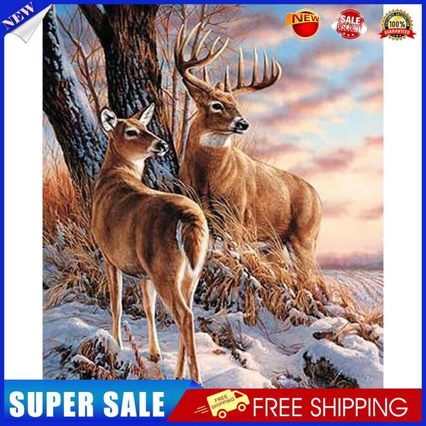 Frameless Oil Paint By Numbers Snow Deer DIY Canvas Picture Craft Kits