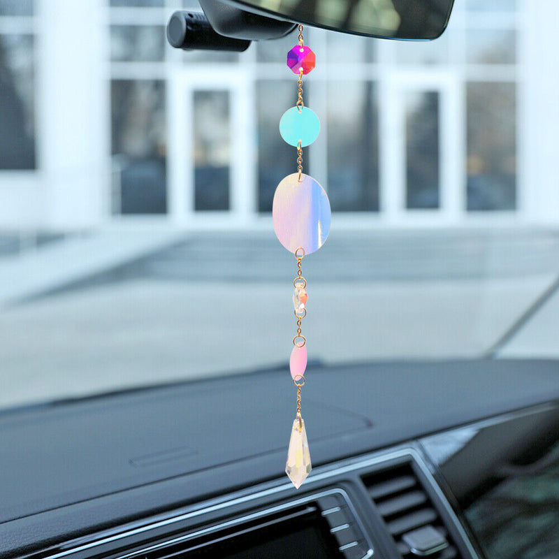 Colorful Hexagonal Diamond Crystal Suncatcher Lighting Accessories Car Pendant