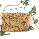 Women Paper Rope Hand-Woven Tassel Shoulder Bags Casual Beach Messenger Flap Bag