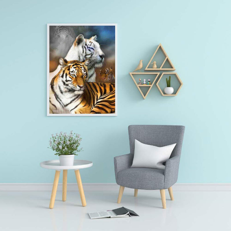 Fierce Tiger 5D DIY Diamond Painting Kits Full Round Drill Wall Decor Art Crafts