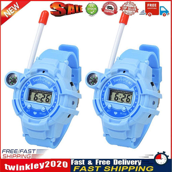 2pcs Watch Wireless Walkie Talkie Long Distance Call Kids Toys (Blue) Newly