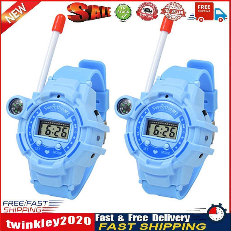 2pcs Watch Wireless Walkie Talkie Long Distance Call Kids Toys (Blue) Newly