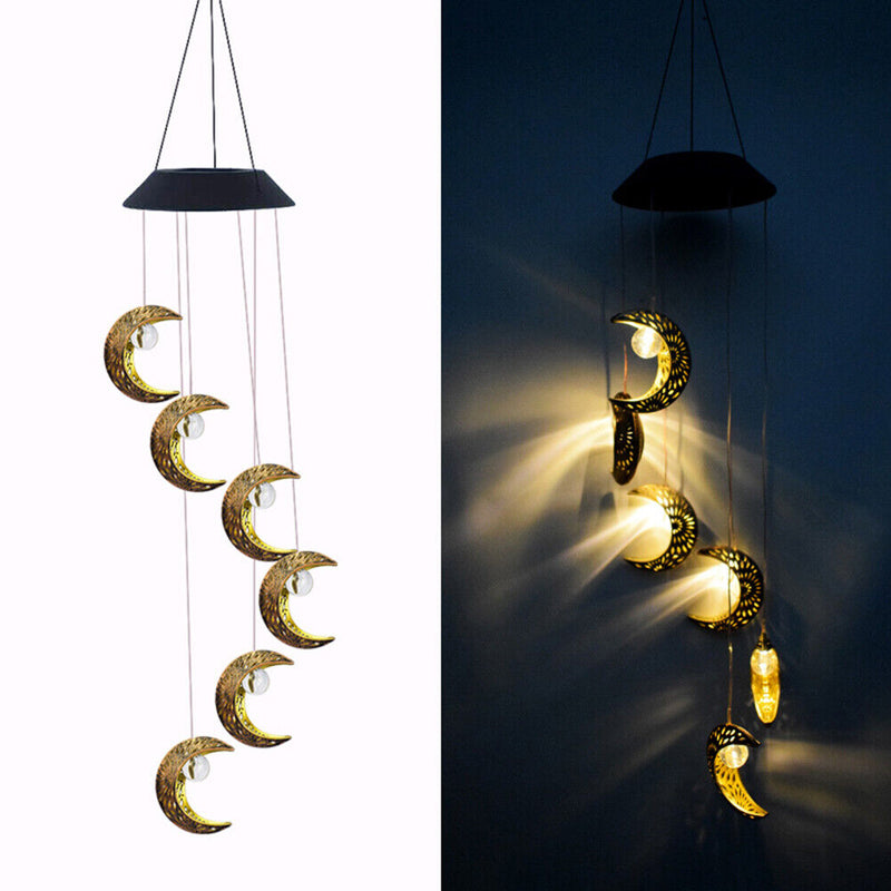 Moon Wind Chime Windbell Lamps Pendant Light LED Hanging Home Garden Yard Decor