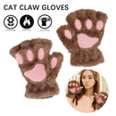 Cat Paw Gloves Durable Plush Cat Paw Fingerless Gloves (Light Coffee)