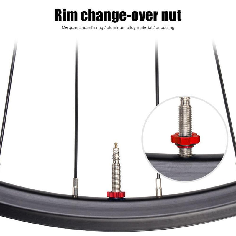 VXM 2pcs/Set MTB Bike Schrader Presta Valve Wheel Converter Nut Rim (Red)