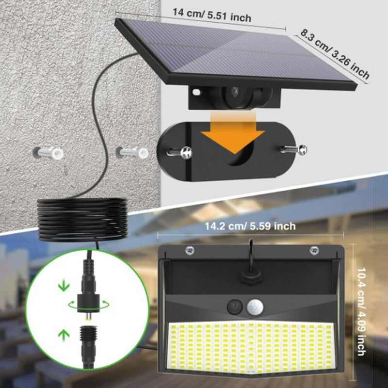 LED Solar Light PIR Motion Sensor 3 Modes Outdoor Street Wall Lamp (318LED)
