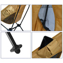 High Back Folding Chair - Side Storage Pocket & Carry Bag Waterproof Moon C