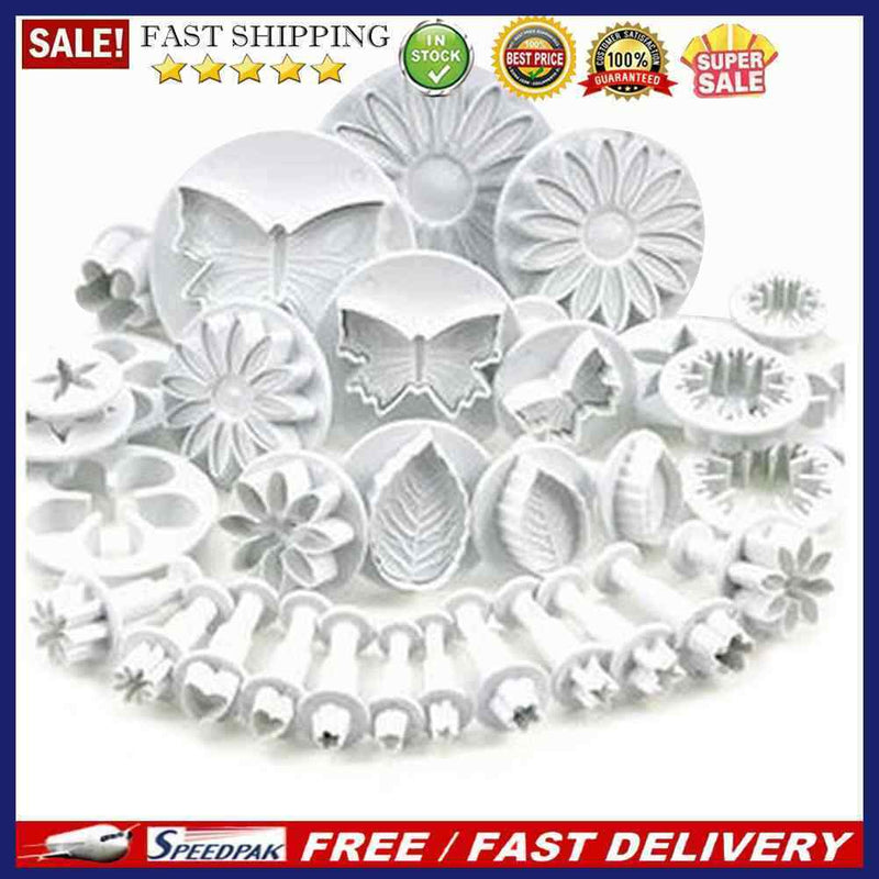 33pcs Sugarcraft Cake Decorating Fondant Plunger Cutters Tools Mold