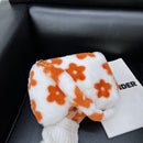 Fashion Flower Print Shoulder Bag Women Winter Plush Small Handbag (Orange)