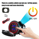 12-24V Quick Charge QC 3.0 Dual USB Car Charger Socket with Wires (Red)