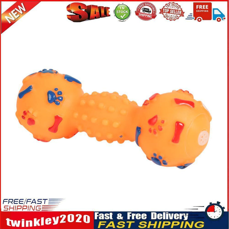 Colorful Dotted Dumbbell Shaped Squeeze Squeaky Faux Bone Pet Dog Toys Newly