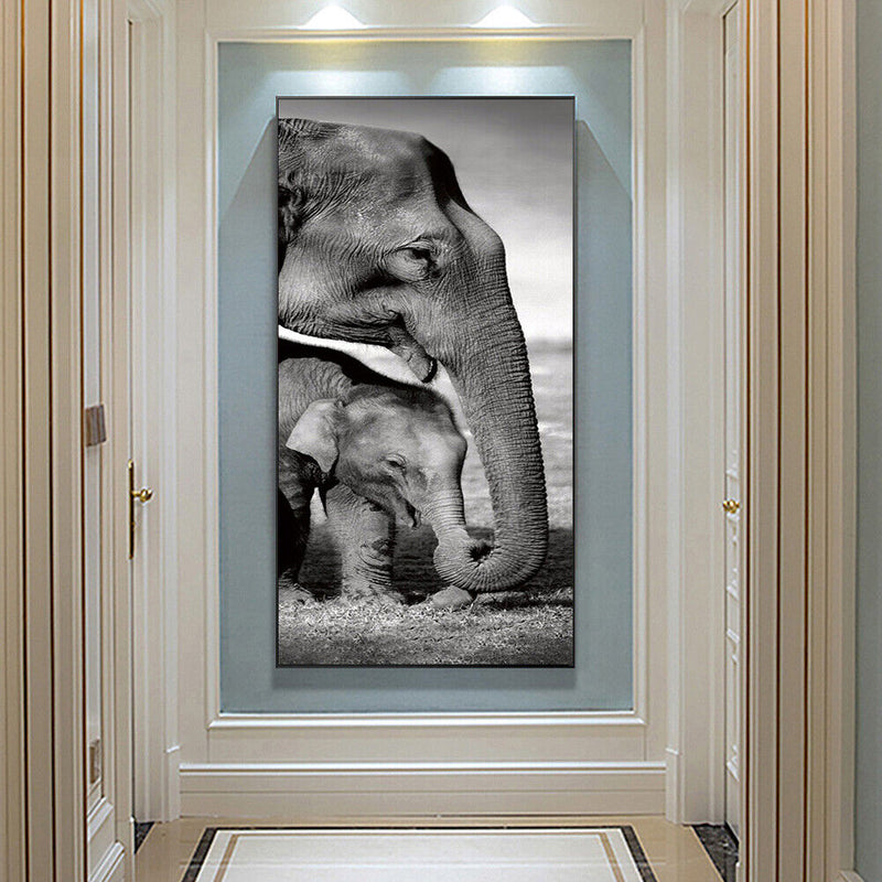 Elephant Mom and Kid Oil Paint By Numbers DIY Home Decoration Gift Wall Art Kit