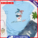 Independence Day America Girl Tea T-Shirt (Blue L)