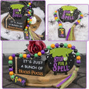 Faux Book Stack Witches Cauldron Sign Tiered Tray Decor Bead Garland