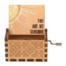 Wooden Carved Retro Hand Crank Music Box You Are My Sunshine Music Box (B) Newly