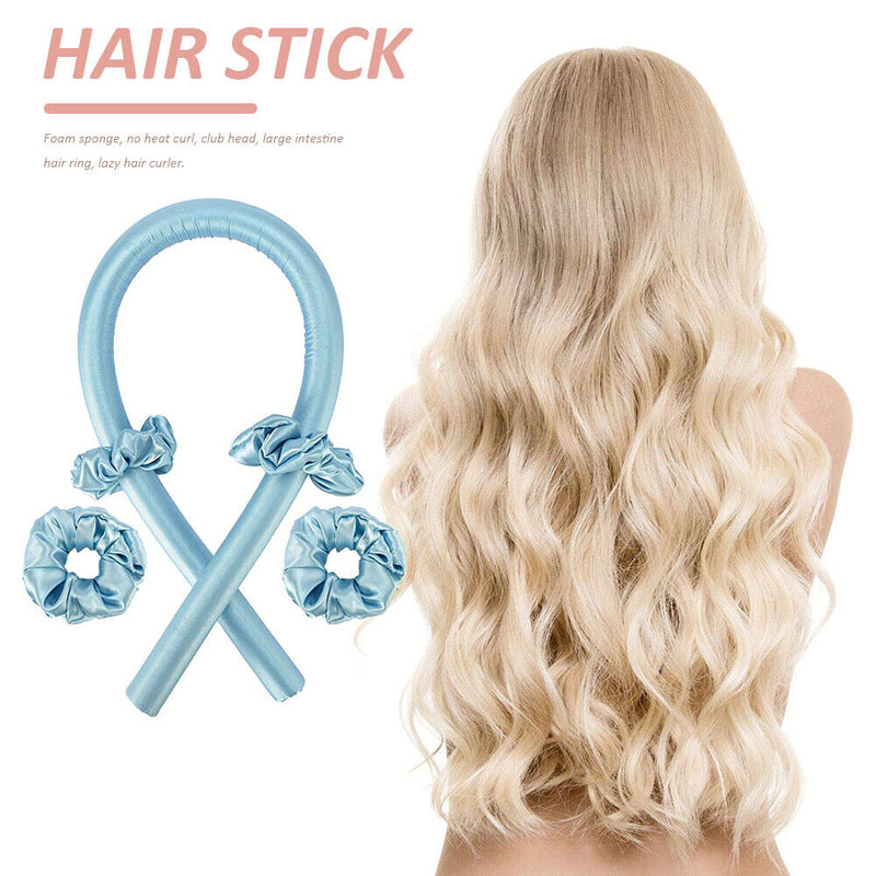 Soft Hair Heatless Curling Rod Foam Sponge Roller Hair Styling Tools (Blue)