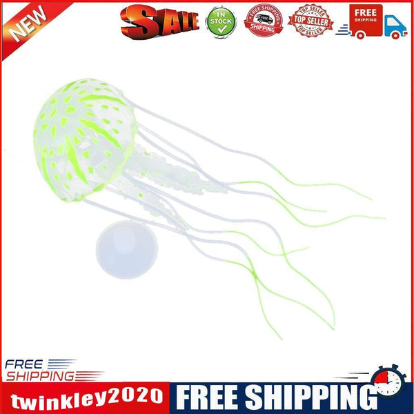 Simulation Artificial Jellyfish Glowing Aquarium Fish Tank Decor(Yellow)