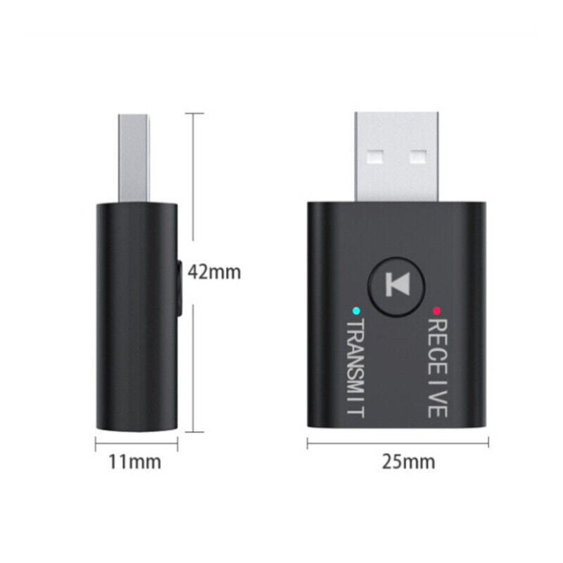 Bluetooth 5.0 2in1 Transmitter Receiver Car Wireless Audio Adapter USB 3.5mm Aux