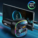 Bluetooth 5.0 Car Wireless FM Transmitter Adapter 2USB PD Charger AUX Hands-Free