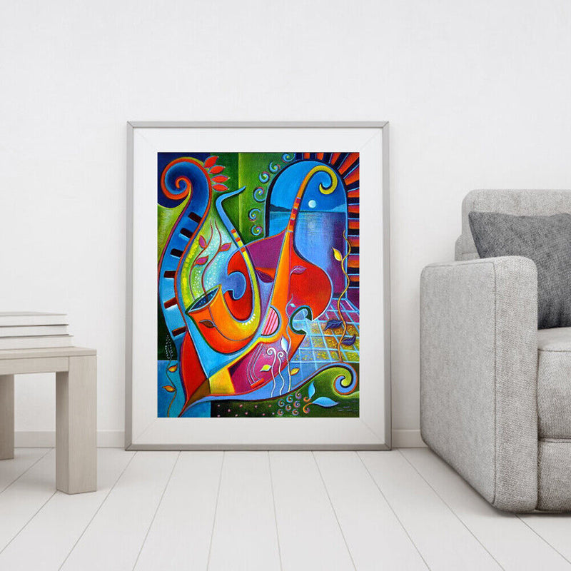 Musical Instrument Oil Paint By Numbers Hand Painted Wall Art Craft Home Deco