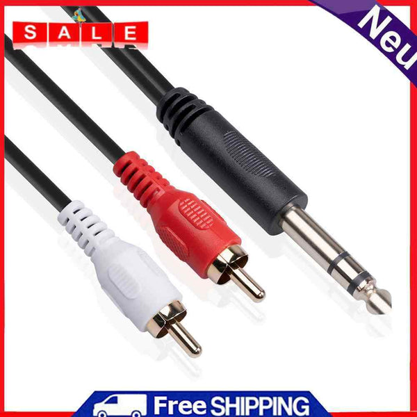 1.5m 1/4 Stereo Male to 2 RCA Male Dual RCA to 6.35mm TRS Audio Adapter Cable