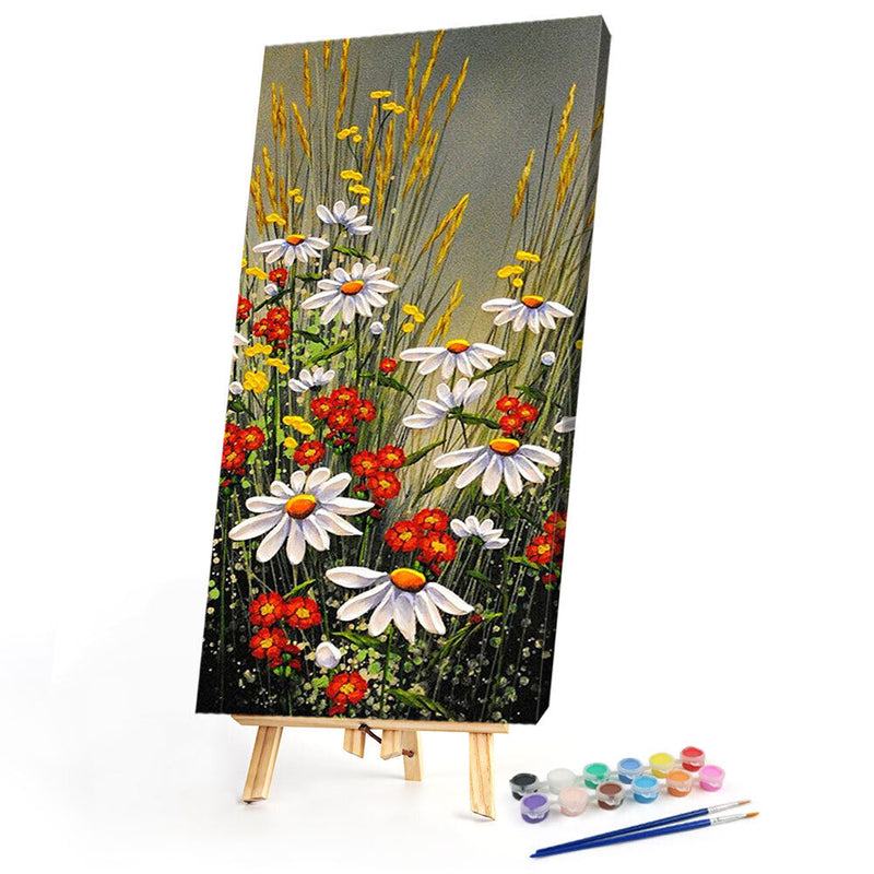 Flowers Oil Paint By Numbers Kits Canvas Picture Wall Art DIY Craft Coloring Set
