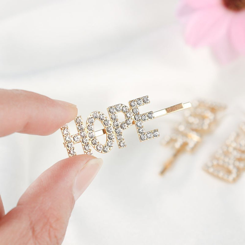 Women Beauty Crystal Hairpins Hair Clips Letter Barrettes Rhinestone Headwear