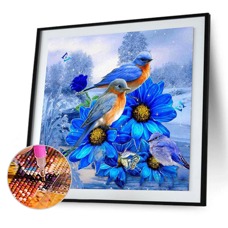 5D DIY Diamond Painting Kits Full Square Drill Blue Bird Flower Mosaic Picture